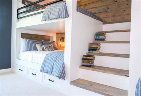 Queen size kids' & toddler beds : Bunk-Room-with-Full-Staircase-and-Queen-Size-Bunk-Beds_3 ...