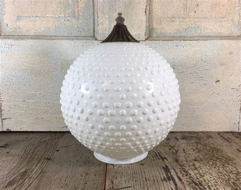Antique Round White Hobnail Design Mid Century Replacement Etsy Globe Light Fixture Light