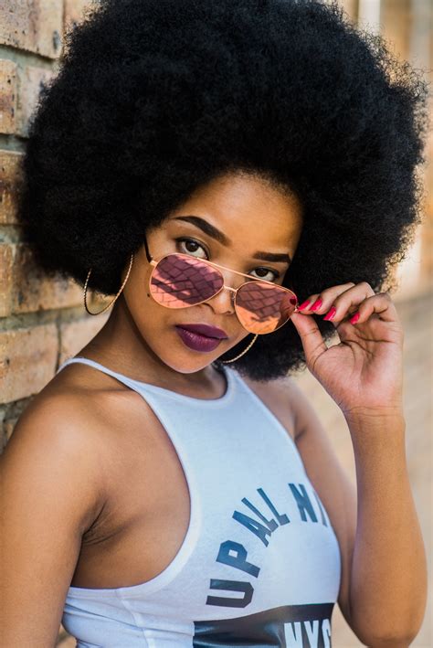 For those who are comfortable in their own skin, the shaggy black hair afro is an impressive hairstyle to match your individuality. Free Images : woman, portrait, model, color, sunglass ...