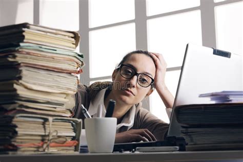 Hard Working Woman With Office Files Stock Photo Image 29442980