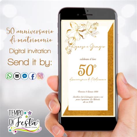 50° Anniversario Di Matrimonio Invito Digitale Per Whatsappp