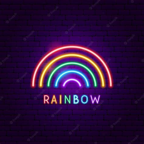 Premium Vector Rainbow Neon Label