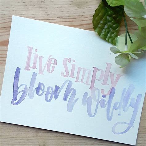 Hand Painted Watercolor Quote Live Simply Bloom Wildly Etsy