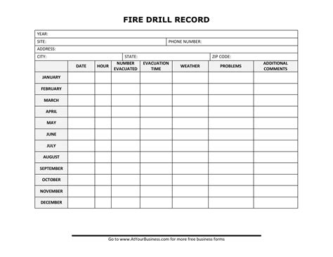 Free Printable Fire Drill Log Template Web Firetornadoemergency