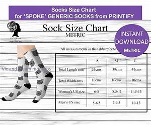 Socks Size Chart Metric Spoke Generic Socks On Printify Size Etsy