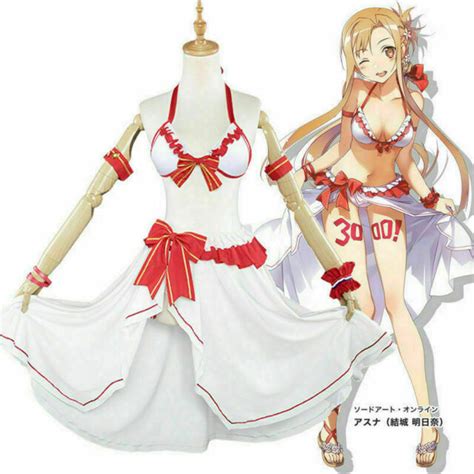 Sword Art Online Sao Asuna Yuuki Bikini Swimwear Swimsuit Women Cosplay Costume Ebay