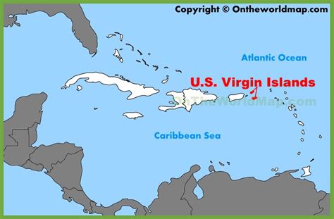 Us Virgin Islands Location On The Caribbean Map