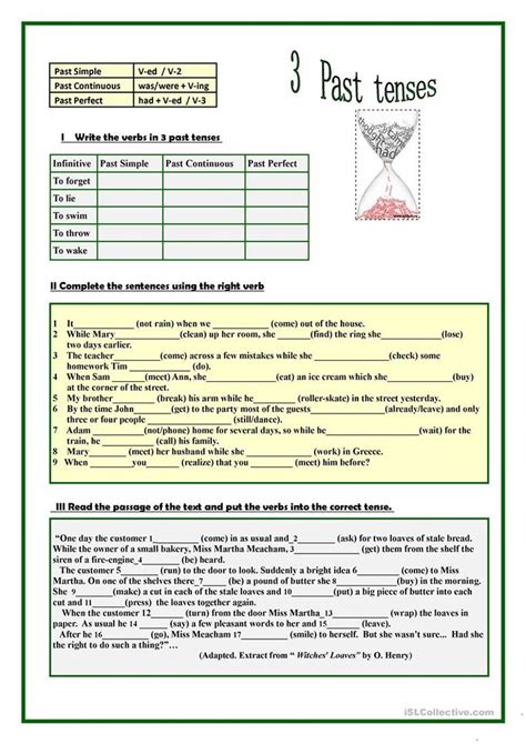 Past Tenses Worksheet