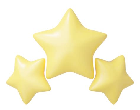 3d 3 Icône étoile Chanceuse Trois Jolies étoiles Jaunes Lisses