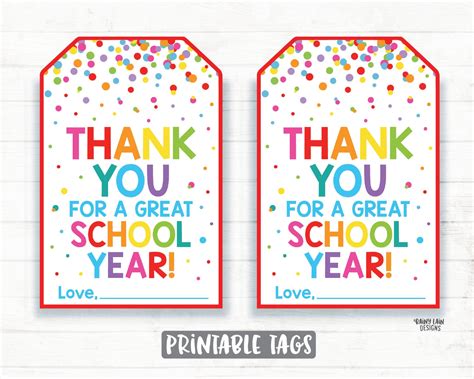 Thank You For A Great School Year Tags End Of School Year Etsy Uk