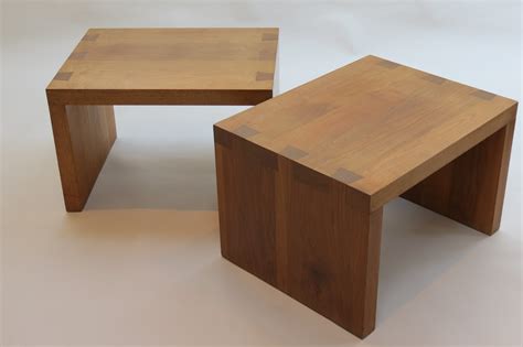 Pair Of Bespoke Walnut Tables With Dovetail Joint Detail Decorative