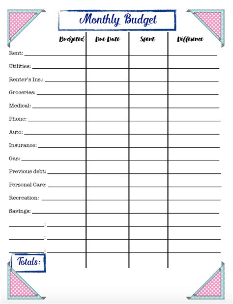 Free Budgeting Printables Expenses Goals And Monthly