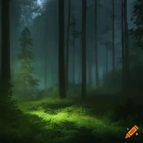 Night Scene In A Forest Clearing