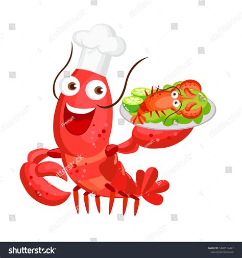 Red Lobster Chef Funny Character Stock Vector Royalty Free 1440512477