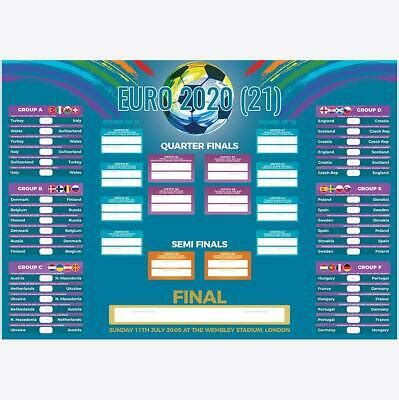 Euro 2021 round of 16: Euro 2020 (2021) Matches Football Fixtures Schedule, Wall Planner Chart Poster | eBay