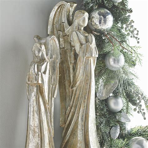Contemporary Metallic Angel Set Christmas Angel Figurine Decorations