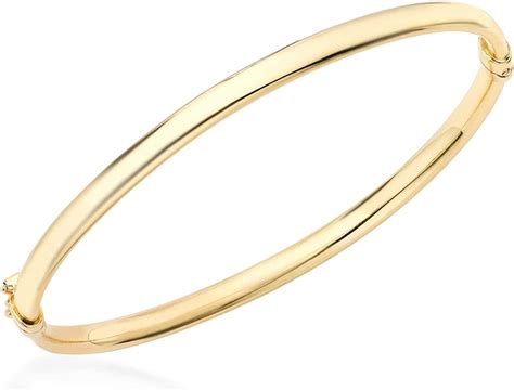 Tjc 9ct Yellow Gold Plain Bangle For Womens Size 7 Inches Solid Plain