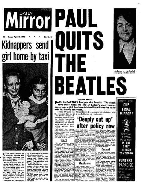 10 April 1970 Paul Mccartney Announces The Beatles Split The