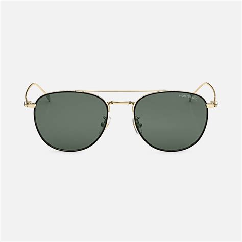 Round Sunglasses With Gold Colored Metal Frame And Green Lenses Luxury Sunglasses Montblanc® Us