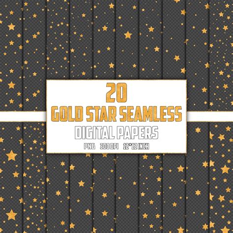 Gold Star Seamless Pattern Gold Star Digital Paper Star Printable