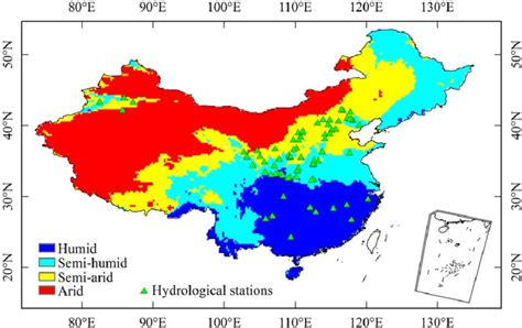 Climate Zones Of China And Location Of The 75 Catchments Used Here