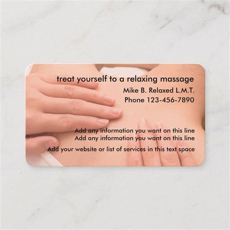 Professional Massage Thereapist Business Card Professional Massage Massage