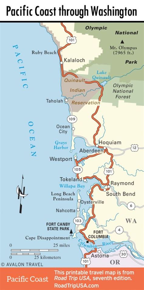 Washington Oregon California Coast Map Free Printable Maps