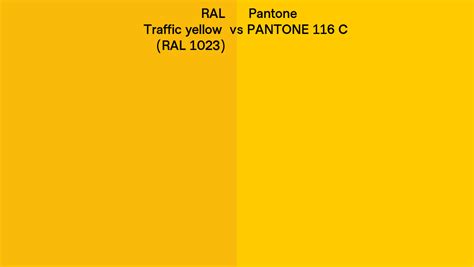 Ral Traffic Yellow Ral 1023 Vs Pantone 116 C Side By Side Comparison