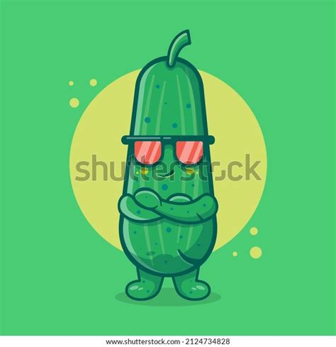 Super Cool Cucumber Character Mascot Isolated Stock Vector Royalty