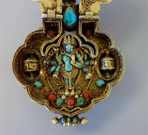 Fine Tibetan Protection Double Amulet Gilt Silver Jan 12 2017