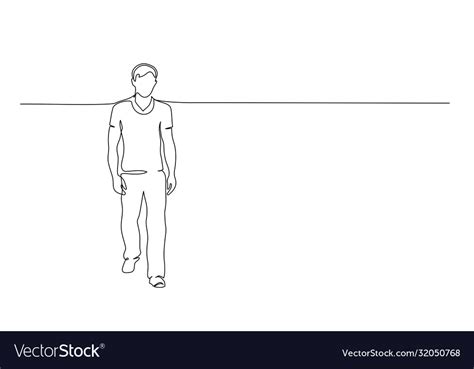 Continuous One Line Drawing Walking Office Man Vector Image