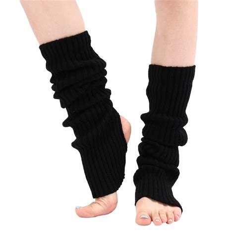 miayilima long leg warmer womens men 80s party ribbed knit dance sports leg warmer black