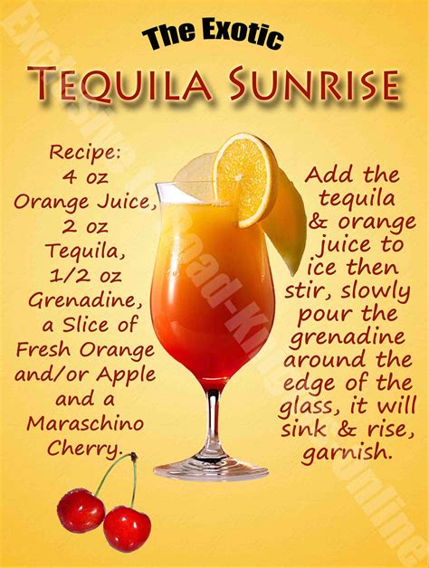 Tequila Sunrise Shot Recipes Francene Stillwell