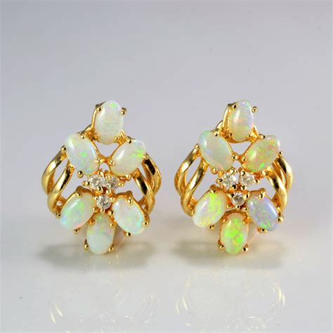 Opal And Diamond Clip Earrings 012 Ctw 100 Ways