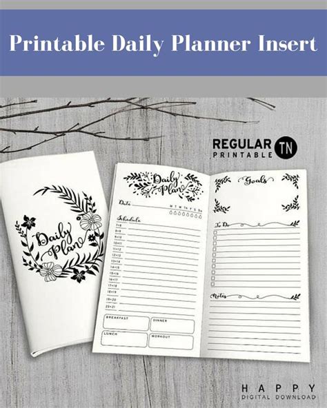 Printable Inserts Daily Planner Midori Daily Spreadsheet Printable