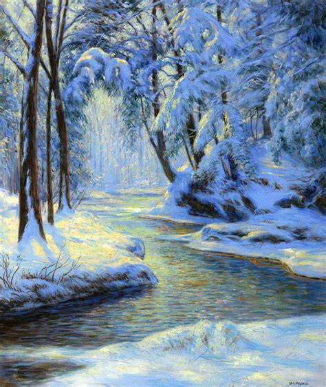 Snowy Landscape With Brook Painting Walter Launt Palmer Oil Paintings