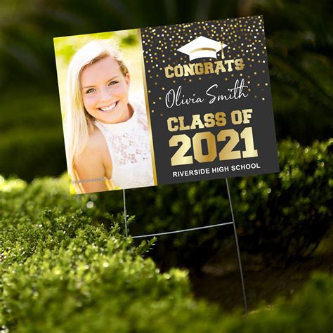Custom Graduation Yard Sign With Photo Double Sided Quick Etsy
