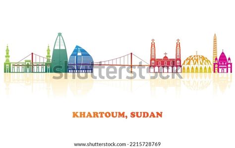 Colourfull Skyline Panorama City Khartoum Sudan Stock Vector Royalty