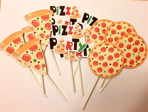 Pizza Theme Party Decorations Cupcake Topper Birthday Party Etsy