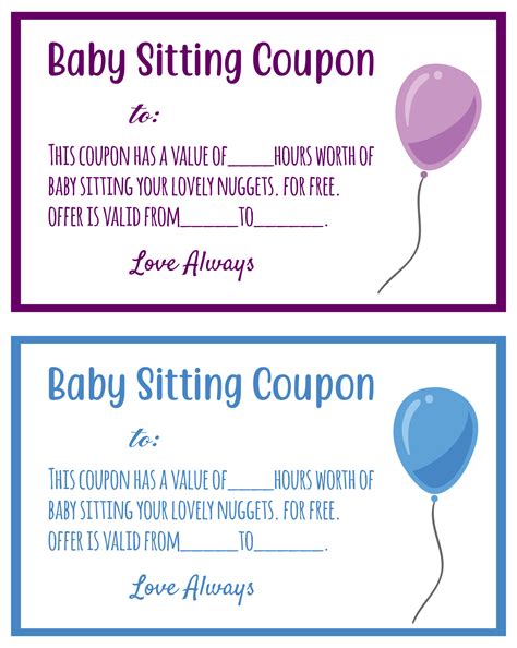 But this is one form of love. 8 Best Images of Printable Babysitting Voucher Template ...