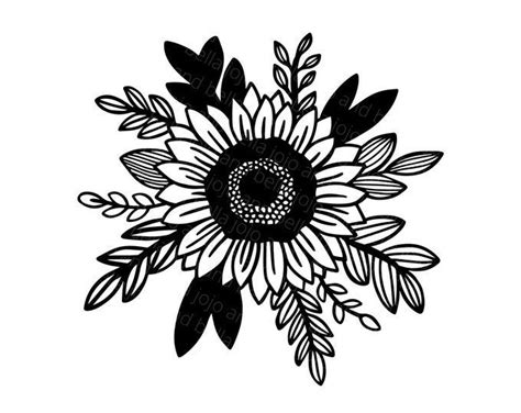 8579 Silhouette Sunflower Butterfly Svg Free SVG PNG EPS DXF File