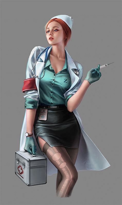 artstation nurse shuhang ye doctor outfit nurse cartoon nurse