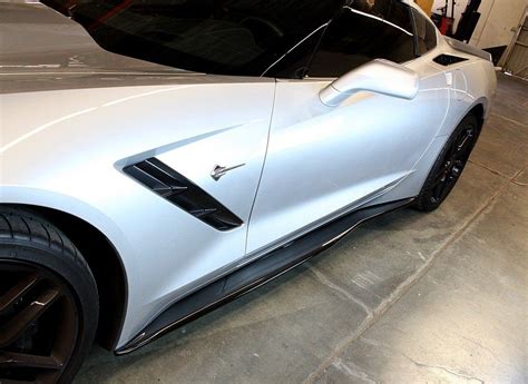 C7 Corvette Apr Real Carbon Fiber Side Rocker Extensions Skirts Fiber