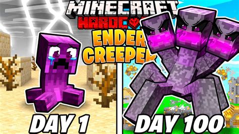 I Survived 100 Days As An Ender Creeper In Hardcore Minecraft Youtube