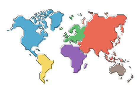 Mapa M Ndi Com Continente Multicolor E Design De Linha De Desenho