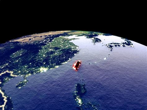 Taiwan On Earth From Space Stock Illustration Illustration Of Night