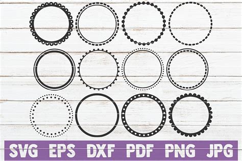 12 Round Dotted Monogram Frames Svg Cut Files
