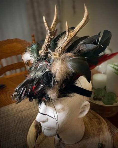 Pagan Roe Deer Skull Headdress Heathen Antler Druid Etsy