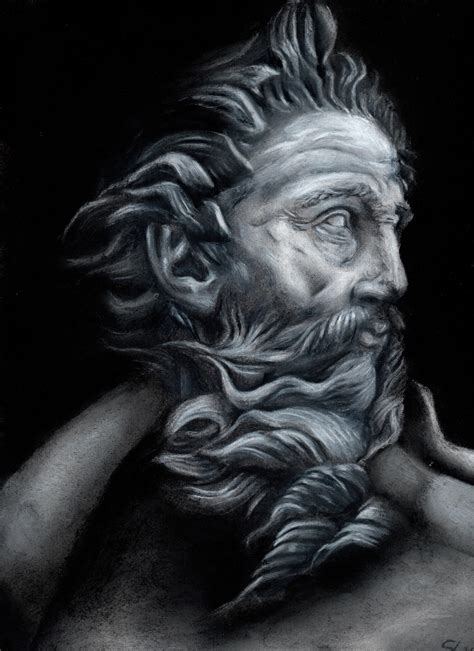 Drawing Of A Statue Of The Greek God Poseidon I Just Finished Rdrawing