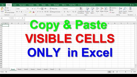 Copy Paste Visible Cells Only In Excel Youtube